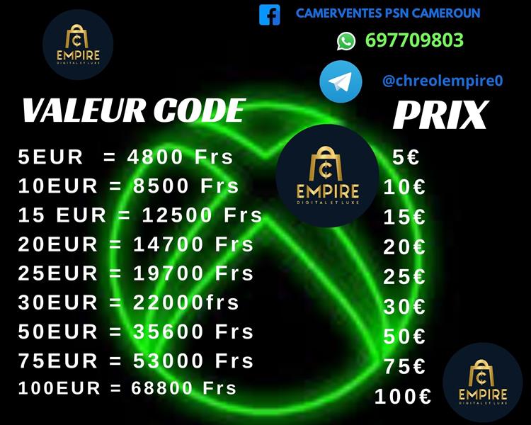 Carte Playstation Google Itunes Steam Disponible Chreol Empire 