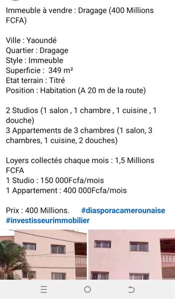 Immeuble À Vendre À Dragage Yaoundé. 