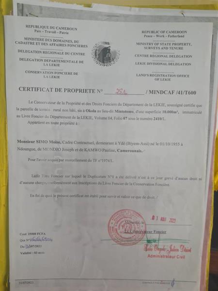 Terrain Titre Et Loti A Vendre A Nyom Yaounde 
