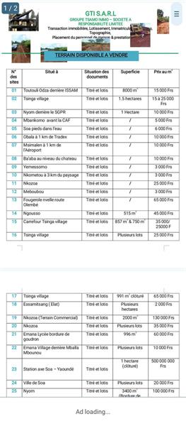 Terrains Disponibles À Vendre Groupe Tsamo Immo