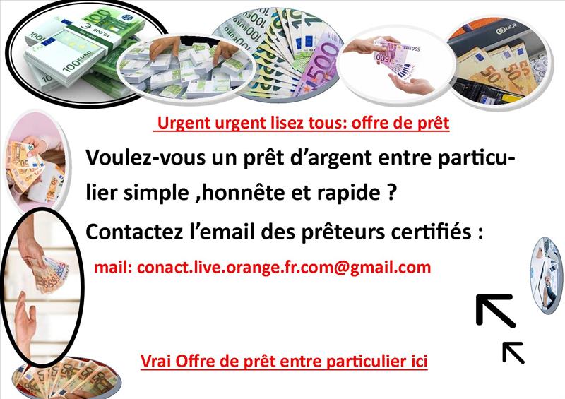 Offre De Prêt D'argent Entre Particulier Sérieux Et Très Très Tres Rapide 