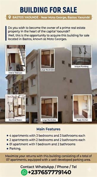 Batiment A Vendre Bastos Yaounde Contact Whatsapp/Phone: +23765779140 